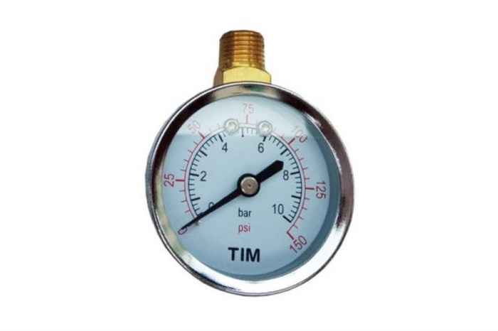 Манометр радиальный TIM 1/4" - 10 бар [подключение сверху]  [1 шт.], арт. Y-50C-10 Y-50C-10