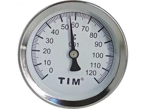 Термометр малый TIM Ф63,  1/2", 0 - 120 гр.  [1 шт.], арт. Y-63A-50-120 Y-63A-50-120