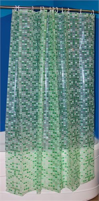 Штора для ванной PEVA эконом 180*180 зеленая с кольцами 524923