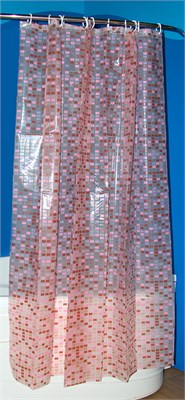 Штора для ванной PEVA эконом 180*180 розовая с кольцами 524922