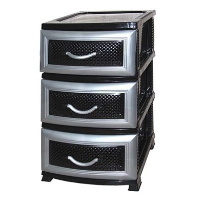 Комод ДЕЛЬФИН 3 яр. черный/серебро В75*Ш38*Г47 526270