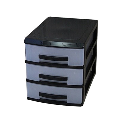 Мини-комод 3 ярус черный/прозрачный В20*Ш18*Г25 526283