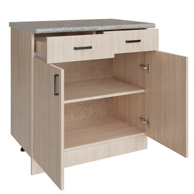 Стол разделочный 80 венге светлое (дуб млечный) (2 ящика), столешница гранит пёстрый 525826