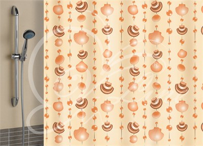 Штора для ванной полиэтилен 180*180 бежевый фон с кольцами 529062