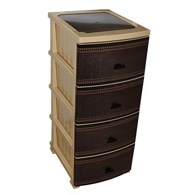 Комод ДЕКОР 4 ярус Кожа бежевый В95*Ш38*Г47 531042