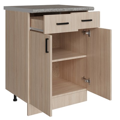 Стол разделочный 60 венге светлое (дуб млечный) (2 ящика), столешница гранит пёстрый 524423