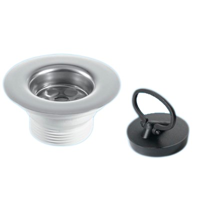 Выпуск (H37мм, D85мм нержавейка сливная решётка) с пробкой; выход 1 1/2"«папа» 885025