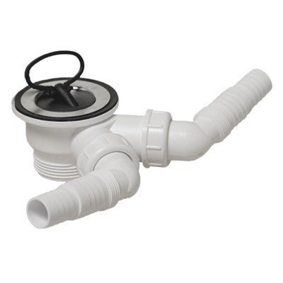 Выпуск (H51мм, D60мм нержавейка сливная решётка) с пробкой и 2-мя адаптерами под углом для слива быт 871468