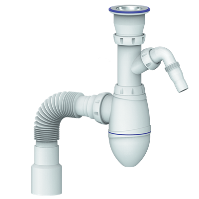 Сифон 1 1/2*40 А320V с носиком, с гофрой 40*40*50  UNICORN 533255