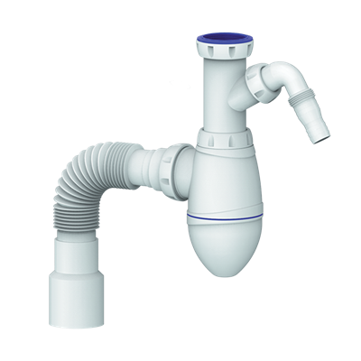 Сифон 1 1/2*40 А520V без выпуска, с носиком, с гофрой 40*40*50, с переход. 40*32 UNICORN 533258