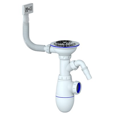 Сифон 3 1/2*40 B430V с прямоуг. переливом, с носиком  UNICORN (винт, шток, ручка - латунь) 533281