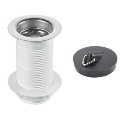 Выпуск (H90мм, D60мм нержавейка сливная решётка) без перелива, с контргайкой и пробкой с круглым дер 885633