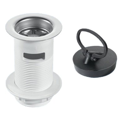 Выпуск (H90мм, D60мм нержавейка сливная решётка) с внутренним переливом, контргайкой и пробкой с кру 861258