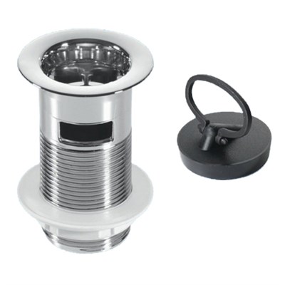 Выпуск (H90мм, D60мм сливная решётка) с внутренним переливом, контргайкой и пробкой с круглым держат 881276