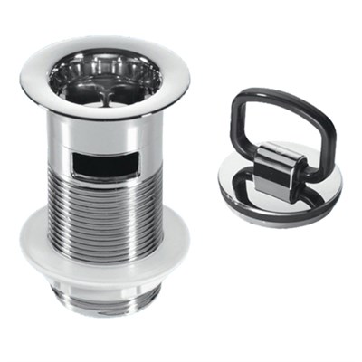 Выпуск (H90мм, D60мм сливная решётка) с внутренним переливом, контргайкой и пробкой хром с круглым д 884466