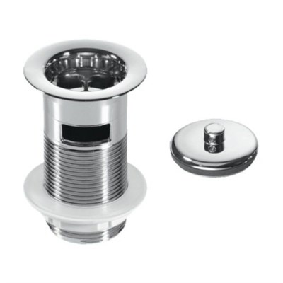 Выпуск (H90мм, D60мм сливная решётка) с внутренним переливом, контргайкой и пробкой хром с треугольн 874654