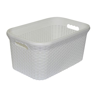 Корзина д/белья без крышки прямоугольная 32л  РОТАНГ белая 534411