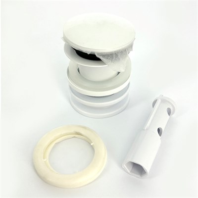 Выпуск 60 мм нерж. решетка с пробкой, выход 1 1/4", белый матовый 862805