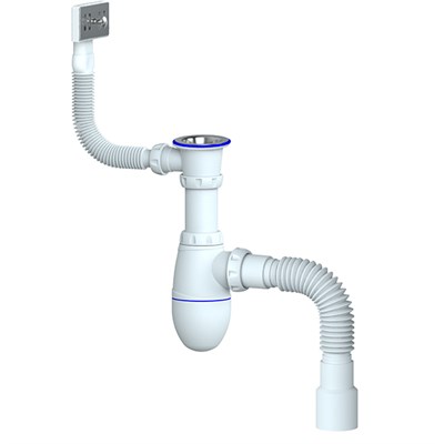 Сифон 1 1/2*40 B422 с прямоуг. переливом, с гофрой 40*40*50  UNICORN 534493