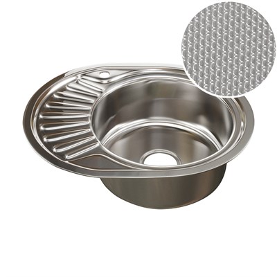 Мойка овал 57х45 (0,8) прав вып 3 1/2 MIXLINE 18 см с сифоном ДЕКОР 532303