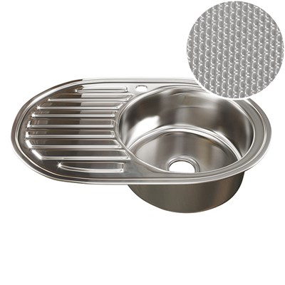 Мойка овал 77х50 (0,8) прав вып 3 1/2 MIXLINE 18см с сифоном ДЕКОР 532305