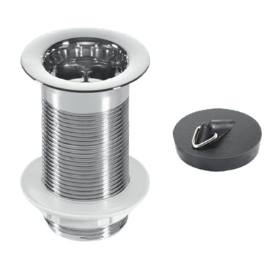 Выпуск 60 мм решетка без перелива, контргайка и пробка под цепочку, H=90 мм, выход 1 1/4", хром 885265