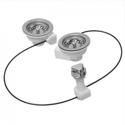 Выпуск для 2-х моек (D113мм нержавейка сливные решётки, поворотное управление) со съёмными фильтрующ 875768