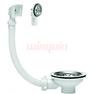 Выпуск для мойки с нерж.чашкой D90 мм с двумя переливами в комплекте (круглый и прямоугольный) 858036