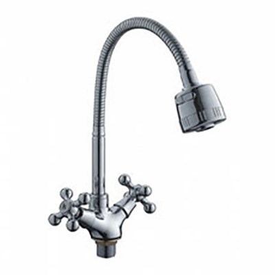 Смеситель для кухни 1/2 кер L4319-3 Ledeme КРЕСТ гибкий излив, гайка, силумин 535860