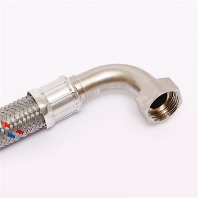 Гибкая подводка антивибрационная НВ 1" угловая, 60 см, DN 25, оплётка из оцинкованной стали 877599