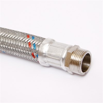 Гибкая подводка антивибрационная НВ 1" угловая, 80 см, DN 25, оплётка из оцинкованной стали 871744