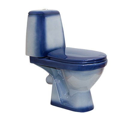 Унитаз-компакт "Премьер" синий (гориз, нижн, сид. полип., 2-кн.арм) (Rosa) 537155