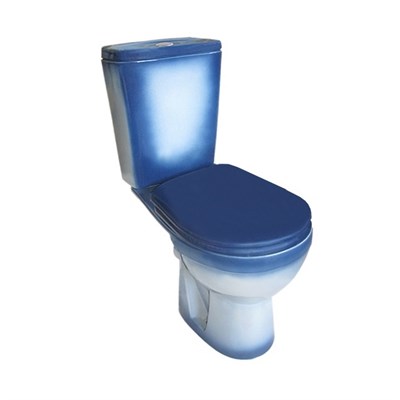 Унитаз-компакт "Рио" синий (гориз, нижн, сид. полип., 2-кн.арм.) (Rosa) 537862