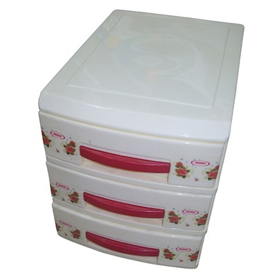 Мини-комод 3 ярус кремовый  ДЕКОР В25*Ш18*Г25 537938