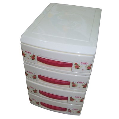 Мини-комод 4 ярус кремовый  ДЕКОР В25*Ш18*Г25 537939