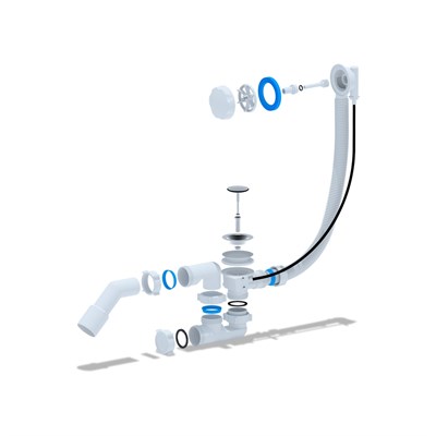 Обвязка на ванну  1 1/2*40 полуавтомат регулир. ЕM521 АНИ пласт (пластик белая) 538131