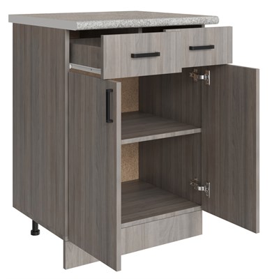 Стол разделочный 60 шимо/ясень светлый (2 ящика), столешница гранит пёстрый 536401