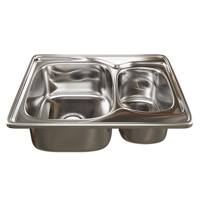 Мойка врез 63х50 (0,8) 2-х чаш вып 3 1/2 MIXLINE 18см с сифоном 538196