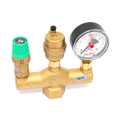 Группа безопасности котла до 50 кВт, 1", 3 бар, латунь 875181