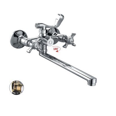 Смеситель для ванны и раковины 1/2 кер HB2224 HAIBA картридж перекл L-нос КРЕСТ 539061