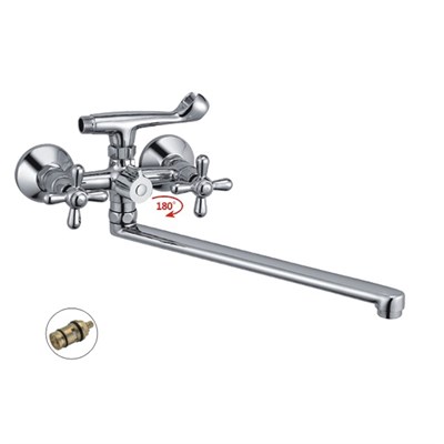 Смеситель для ванны и раковины 1/2 кер HB2225 HAIBA картридж перекл L-нос КРЕСТ 539062