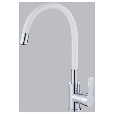 Смеситель для кухни 35к HB70112-8 HAIBA гибкий излив, б/отв боковая,БЕЛЫЙ/ХРОМ 539119