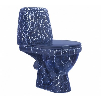 Унитаз-компакт "Премьер" синий кракелюр (гориз, нижн, сид. полип., 2-кн.арм) (Rosa) 539754