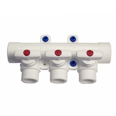 Коллектор 25х20 с 3-мя кранами PRO AQUA БЕЛЫЙ 541482