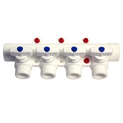 Коллектор 25х20 с 4-мя кранами PRO AQUA БЕЛЫЙ 541483