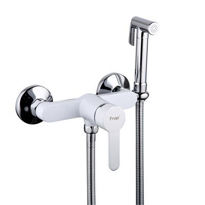 Смеситель с гигиенической лейкой 35k F2041-8 FRAP (белый/хром, латунь) 540091