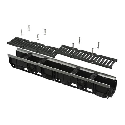 Дренажный канал 100мм с пластиковой рамой и пластиковой решеткой А15 884026