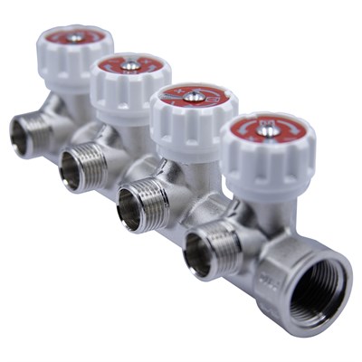 Коллектор 3/4''x1/2'' с регулировочными вентилями для подачи водоснабжения VALTEC  (4 вых) 542493