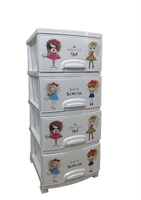 Комод ДЕКОР 4 ярус Девочки белый В95*Ш38*Г47 543103
