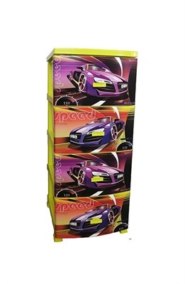 Комод ДЕКОР 4 ярус Спорткар лимонный В95*Ш38*Г47 543108